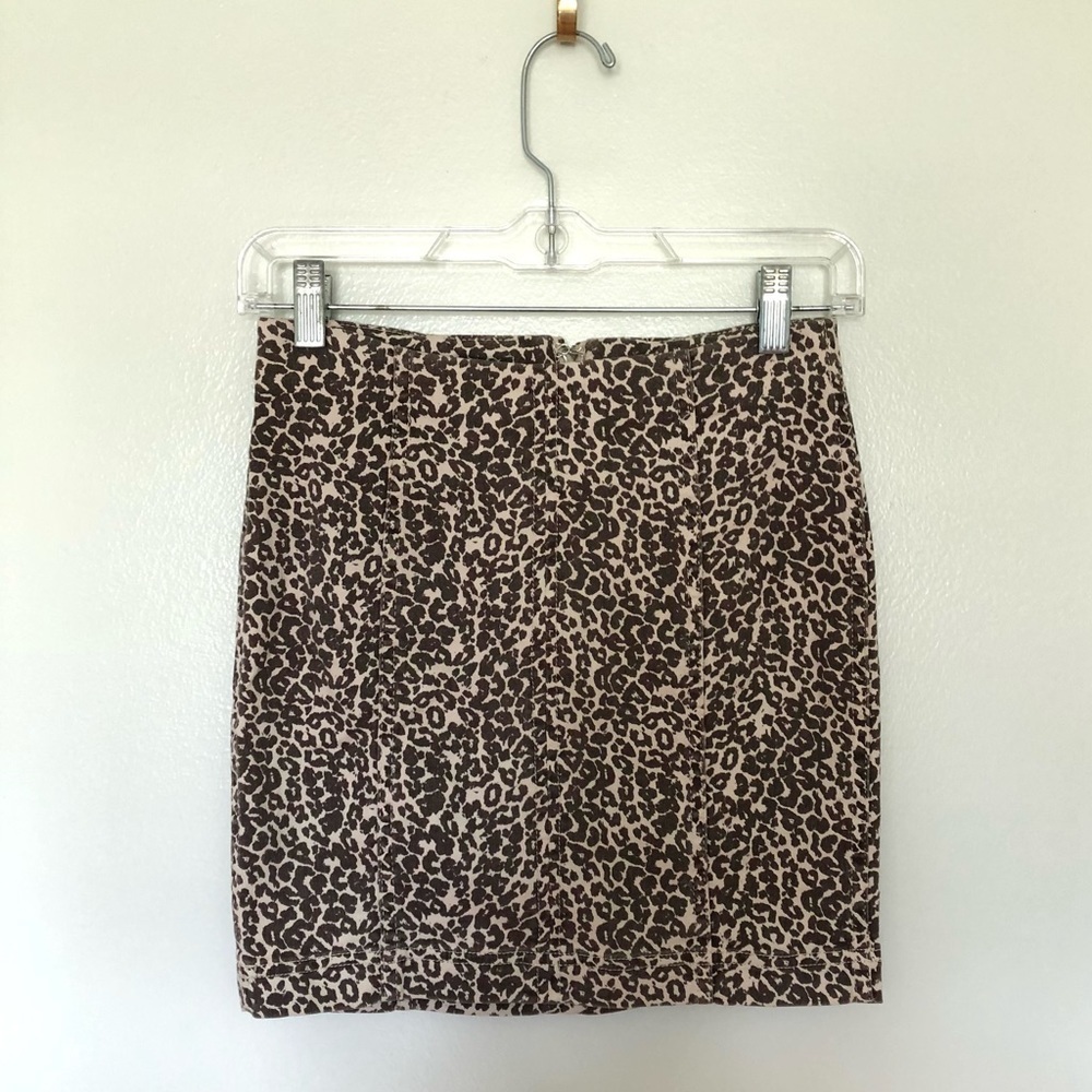 Free People Mini Skirt Leopard Print Paneled 0